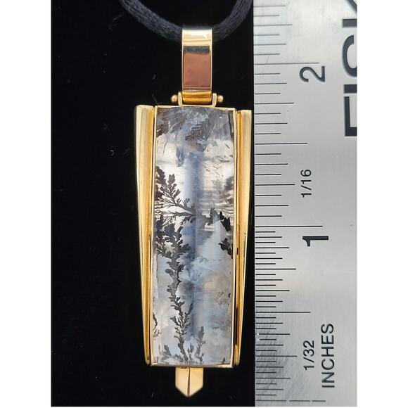 Dendritic Crystal Pendant in 14k Gold Mounting Deco Inspired - Picture 3 of 6